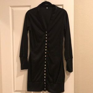 Long snap front cardigan.